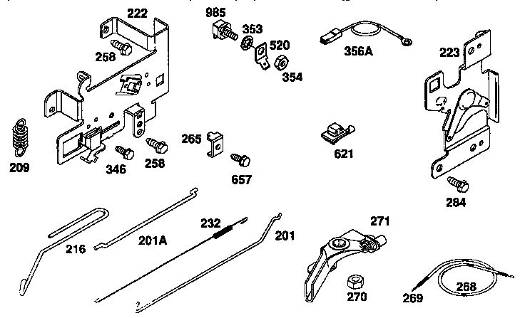 Governor Parts Diagram and Parts List for 259700  Briggs and Stratton Engine